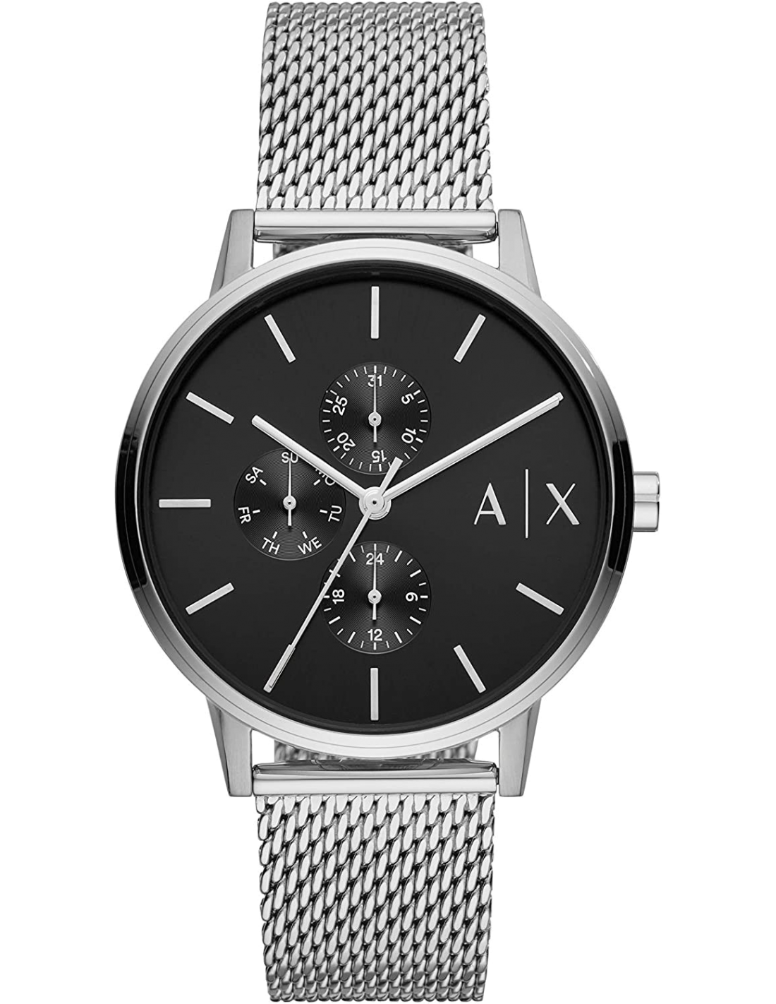 Montre Homme Armani Exchange AX2714 - Cadran Noir, Boîtier Acier Argent, Maille Milanaise