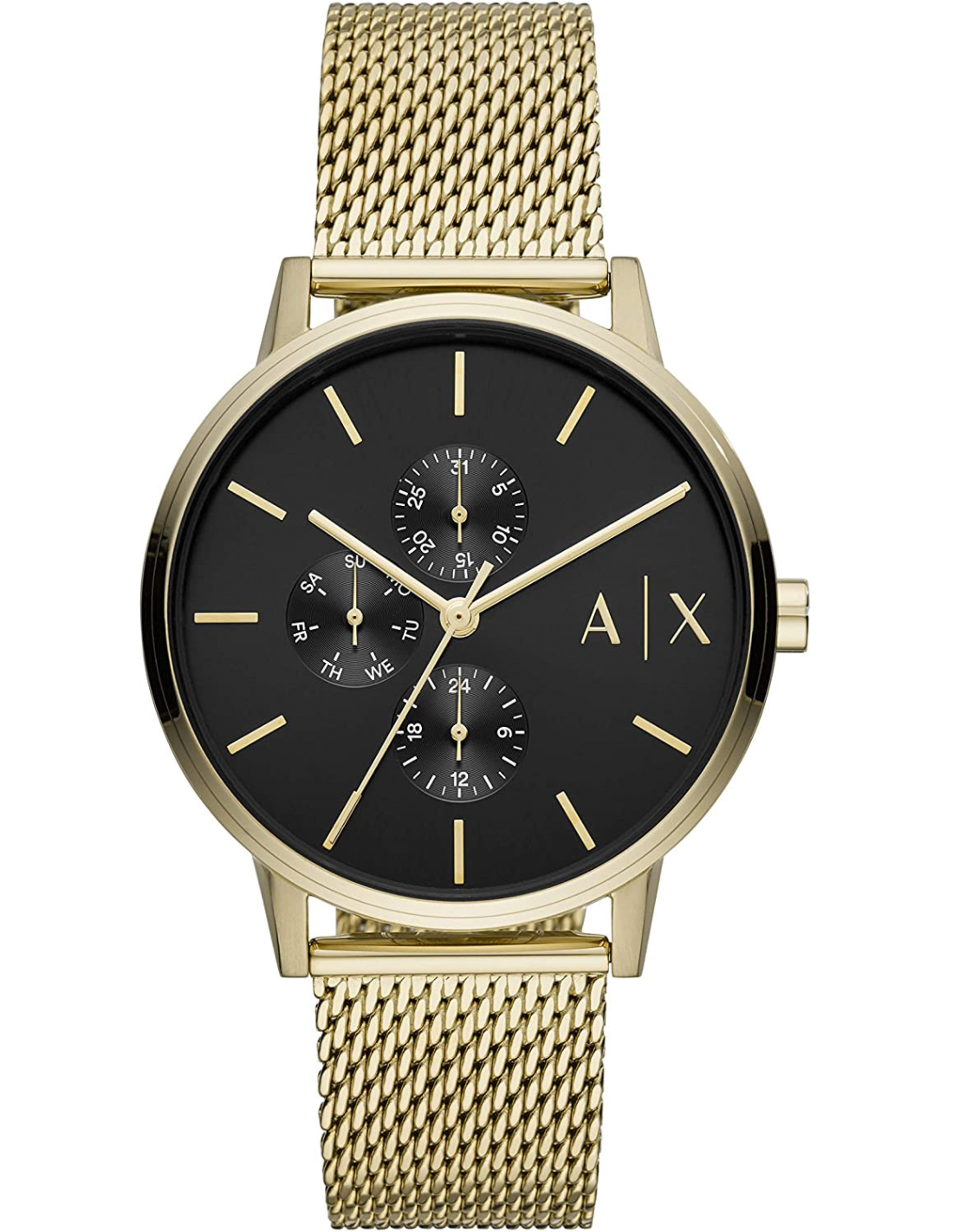 Montre Homme Armani Exchange AX2715 - Cadran Noir et Maille Milanaise Dorée