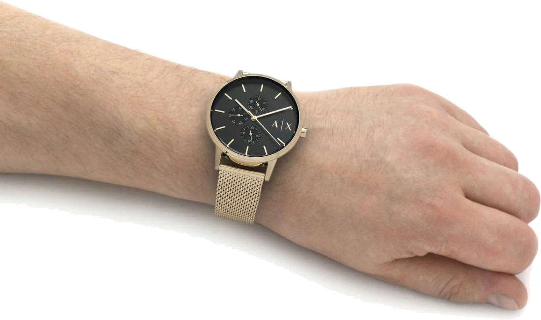 Montre Homme Armani Exchange AX2715 - Cadran Noir et Maille Milanaise Dorée vue 4