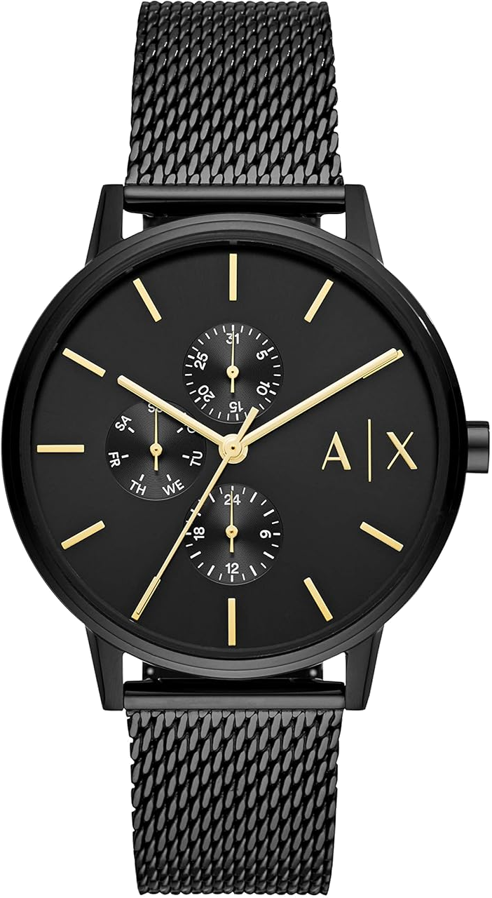 Montre Homme Armani Exchange AX2716, Cadran et Bracelet Maille Milanaise Noir