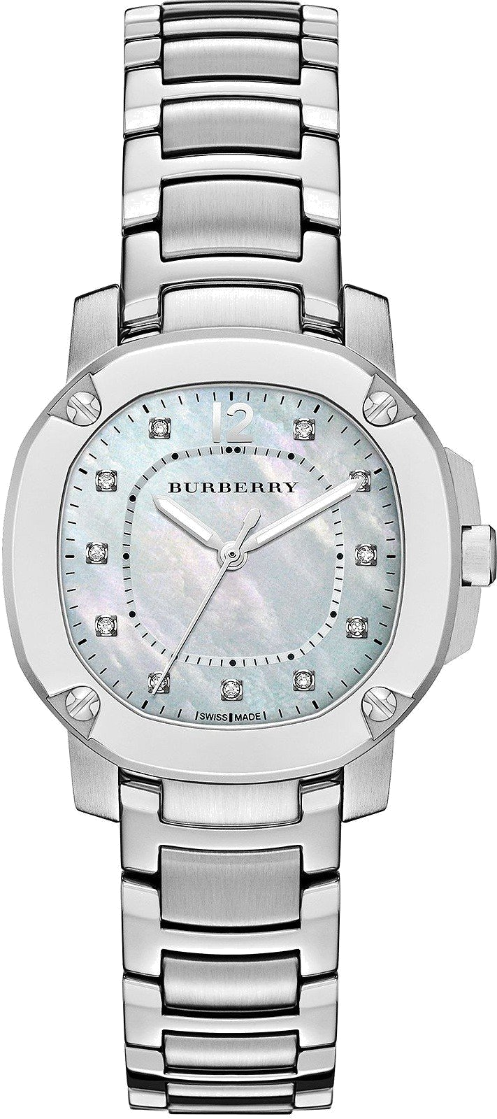 Montre Femme Burberry BBY1804 The Britain en Acier Argent, Cadran Nacre et Index Swarovski