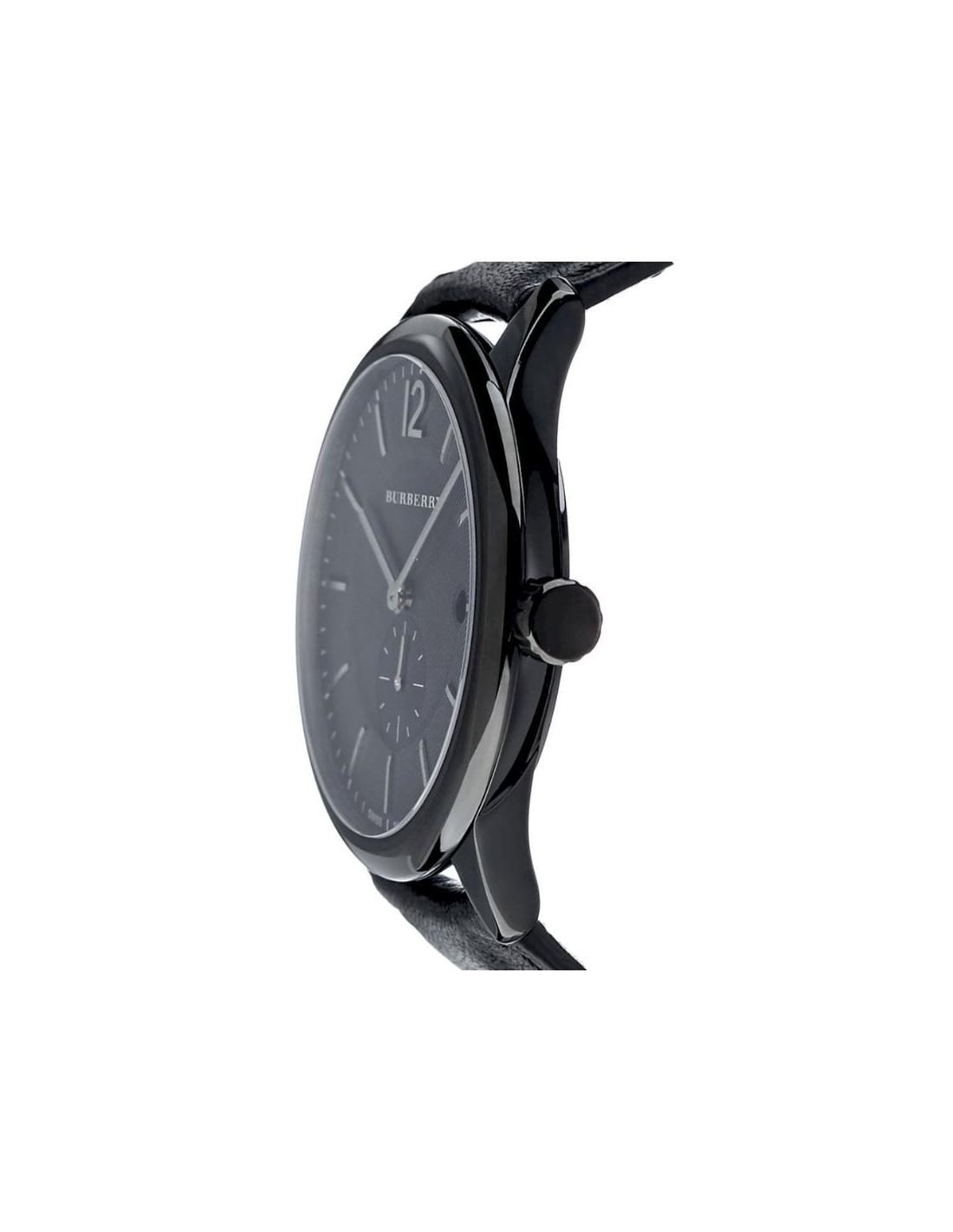 Montre Burberry BU10003 pour Homme, Cadran Noir Check, Bracelet Cuir Noir vue 2