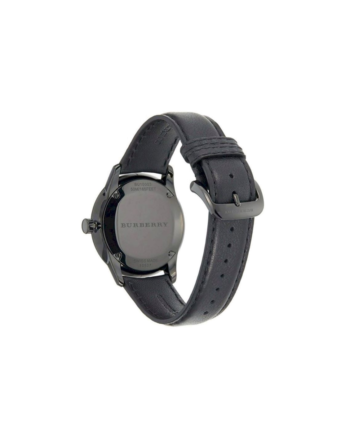 Montre Burberry BU10003 pour Homme, Cadran Noir Check, Bracelet Cuir Noir vue 3