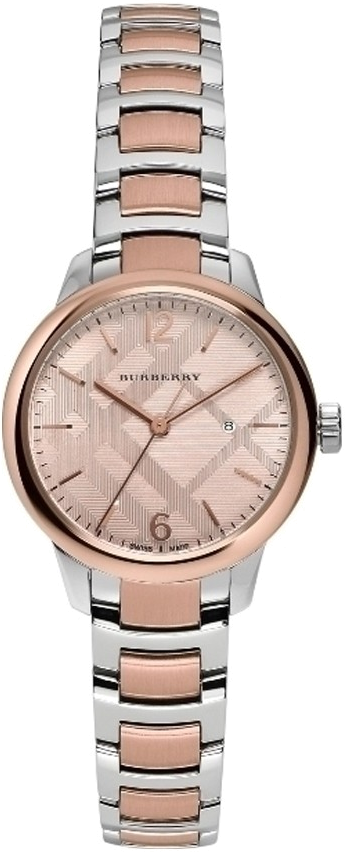 Montre Femme Burberry BU10117 Cadran Or Rose Bracelet Acier Bicolore Argent