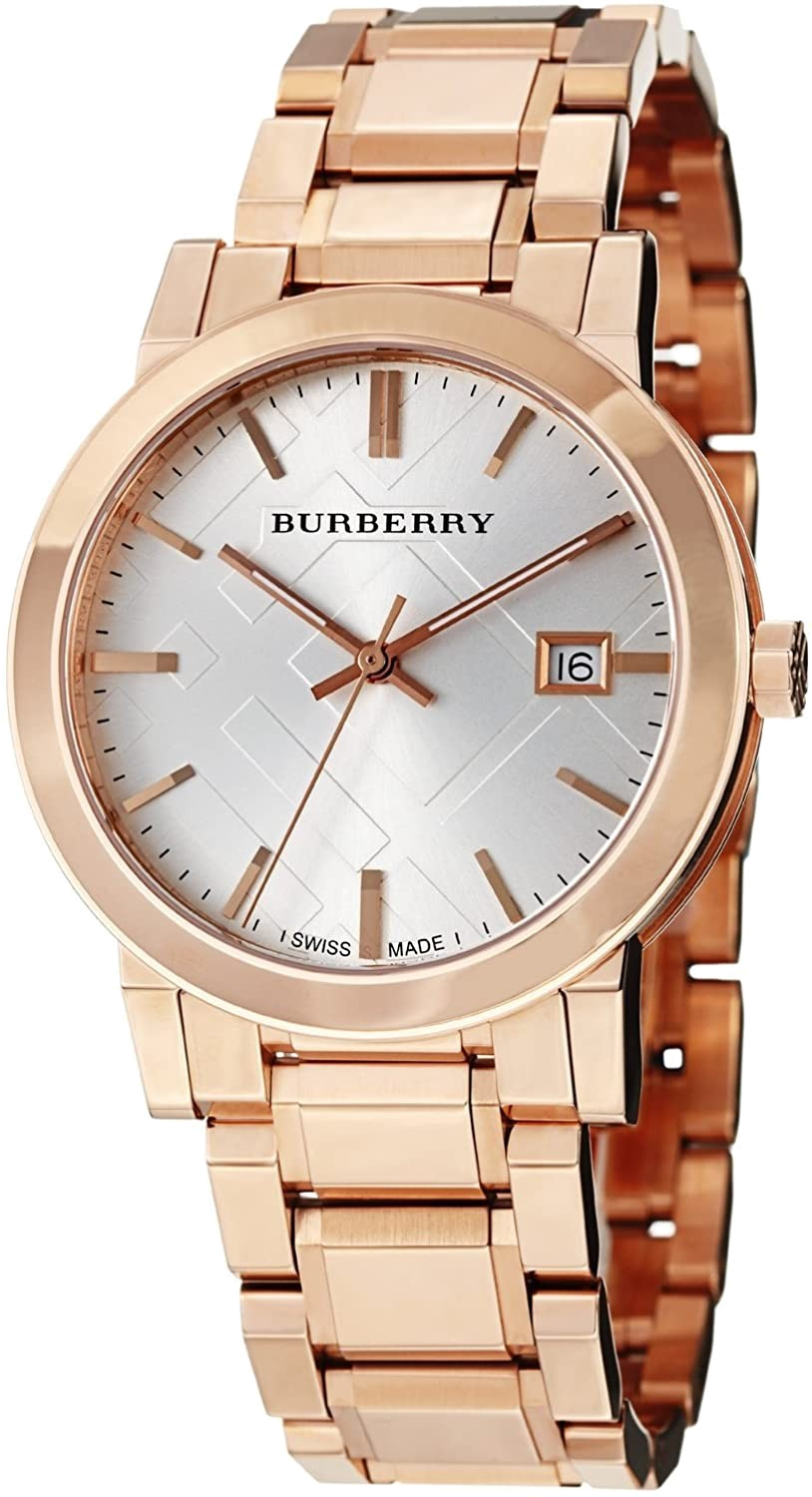 Montre Burberry BU9004 The City Unisexe - Boîtier Acier Or Rose, Cadran Gris Gravé