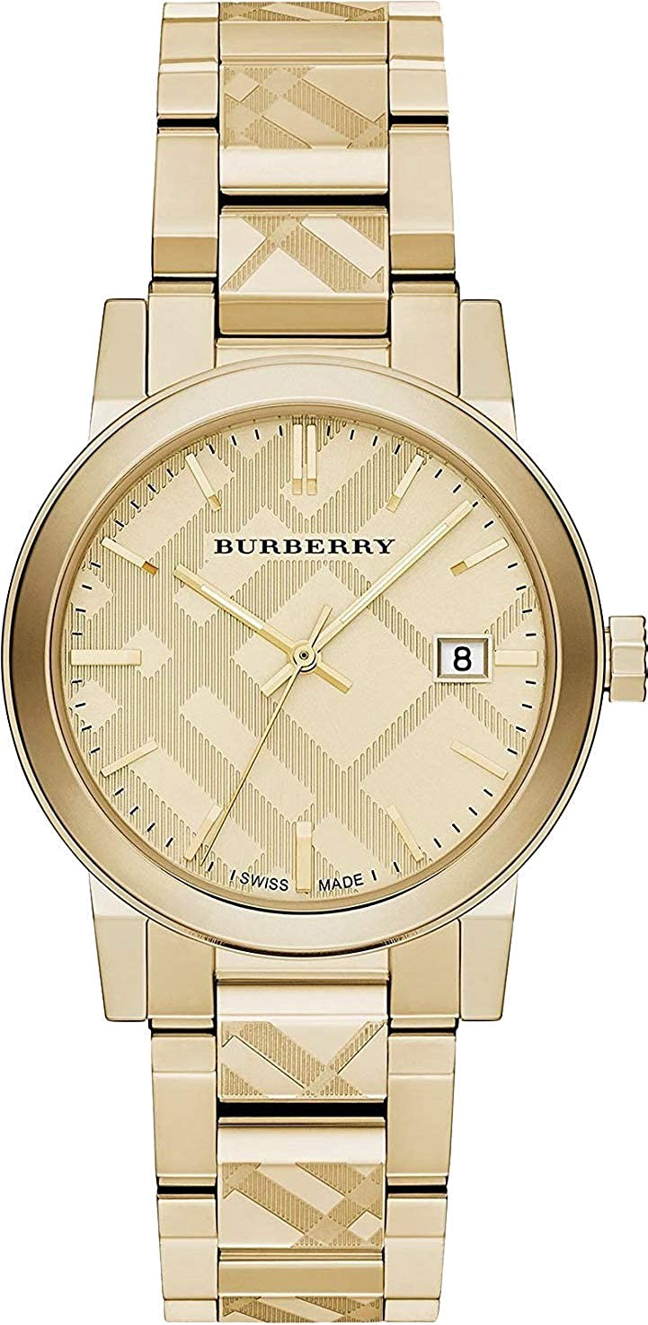 Montre Burberry BU9038 Acier Doré Cadran Check - Unisexe