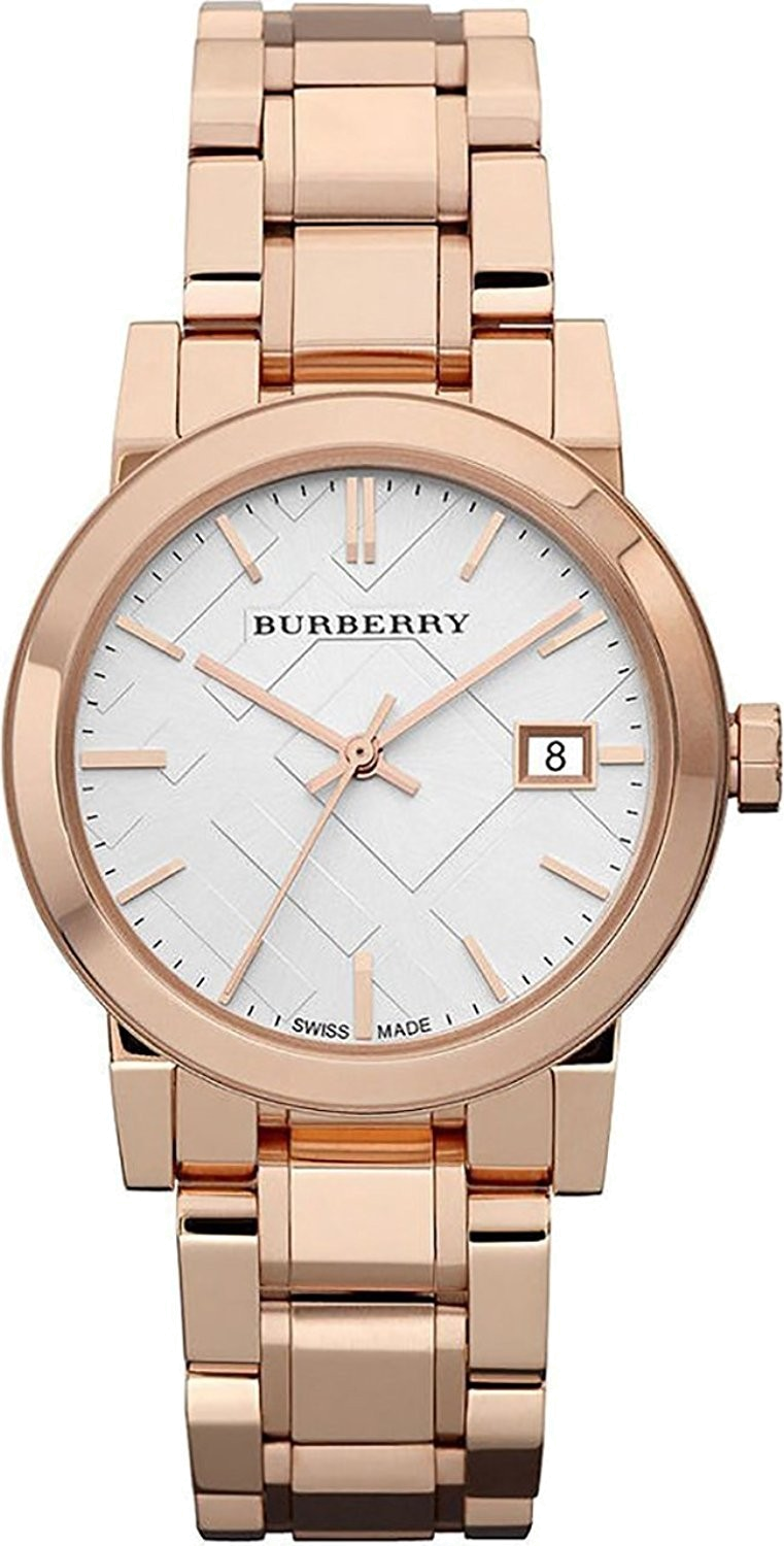 Montre Femme Burberry BU9104 Cadran Blanc Bracelet Acier Or Rose