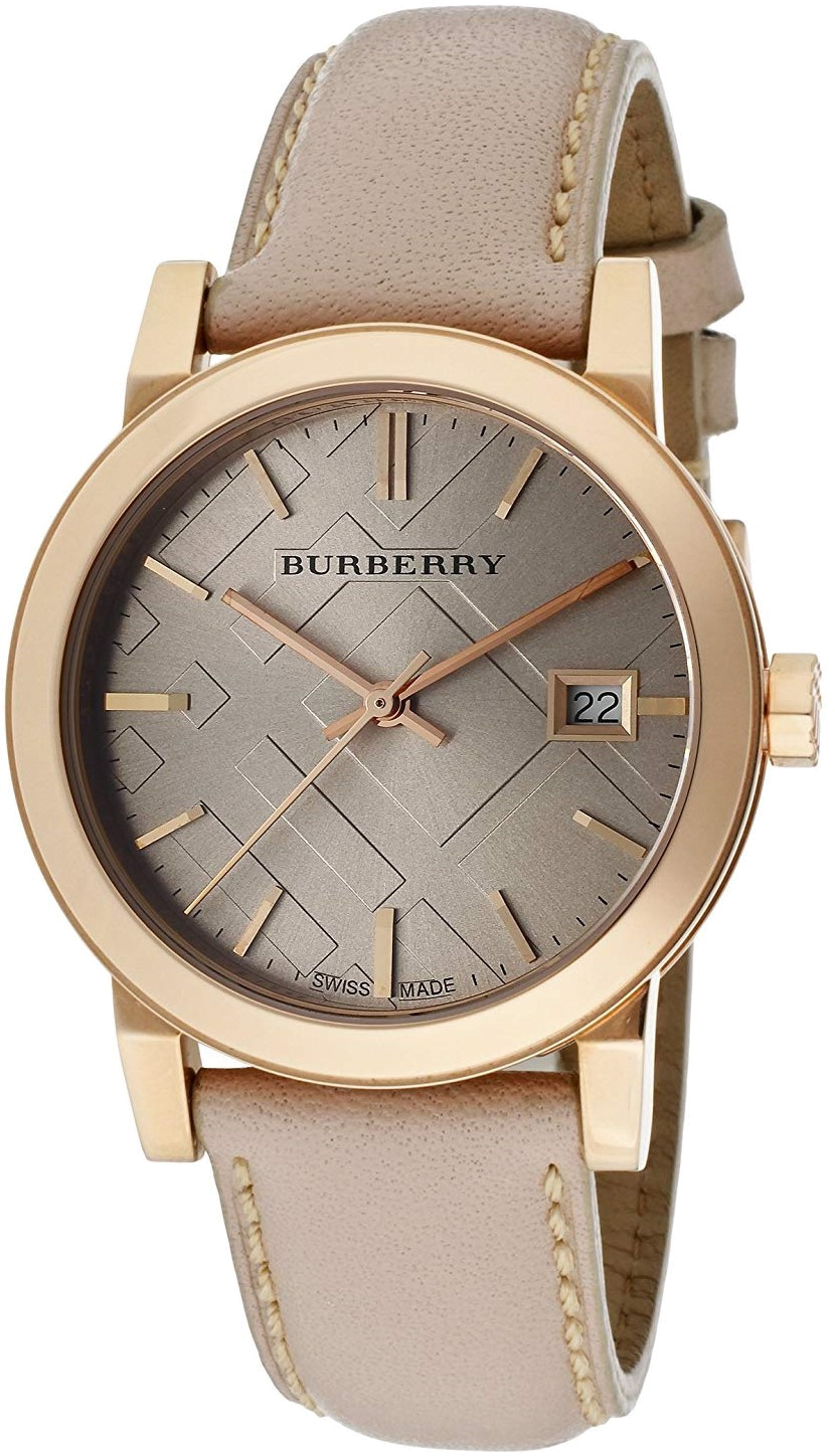 Montre Femme Burberry City BU9109 Cadran Tartan Acier Or & Cuir Beige