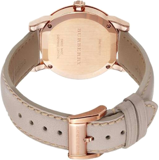Montre Femme Burberry BU9131 The City - Cadran Argenté, Boîtier Or Rose, Bracelet Cuir Beige vue 3
