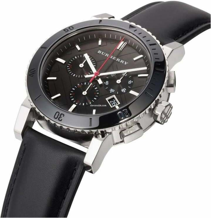 Montre Burberry BU9382 Chronographe Homme Cadran Noir Bracelet Cuir vue 2