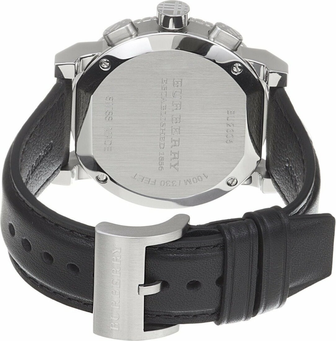Montre Burberry BU9382 Chronographe Homme Cadran Noir Bracelet Cuir vue 3