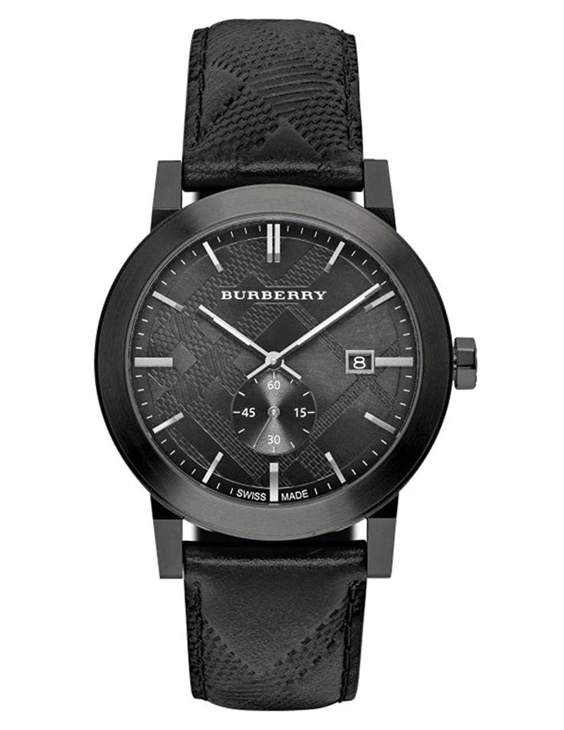 Montre Burberry BU9906 pour Homme, Cadran Noir, Bracelet Cuir Noir