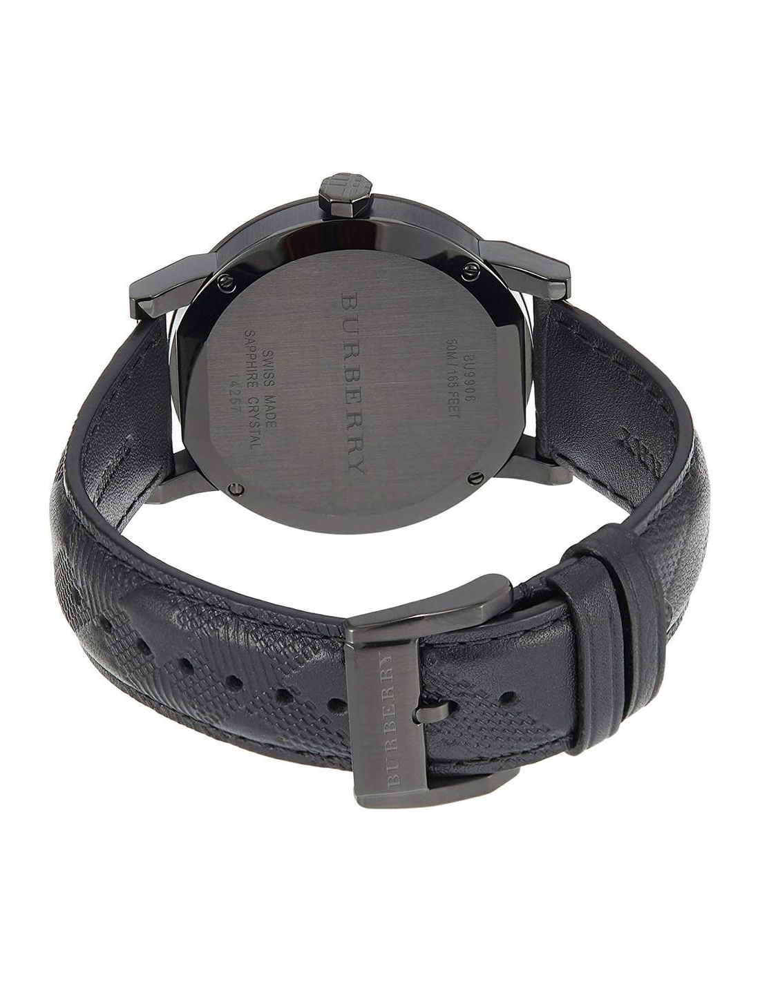 Montre Burberry BU9906 pour Homme, Cadran Noir, Bracelet Cuir Noir vue 3