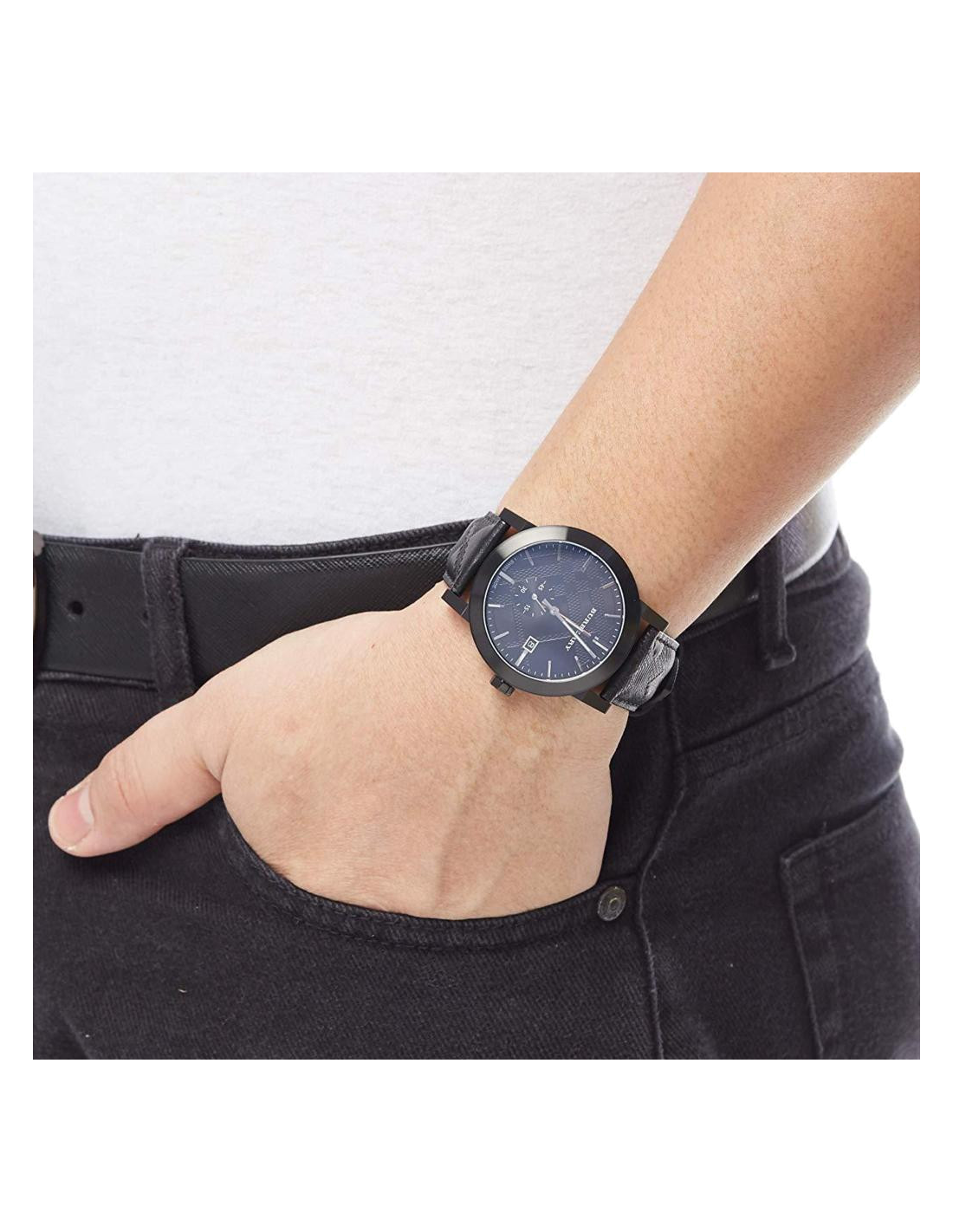 Montre Burberry BU9906 pour Homme, Cadran Noir, Bracelet Cuir Noir vue 4