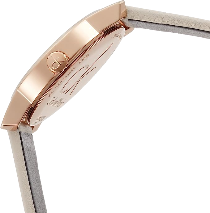 Montre Calvin Klein City K2G236X6 pour Femme, Cadran Beige, Boîtier Or Rose, Bracelet Cuir vue 2