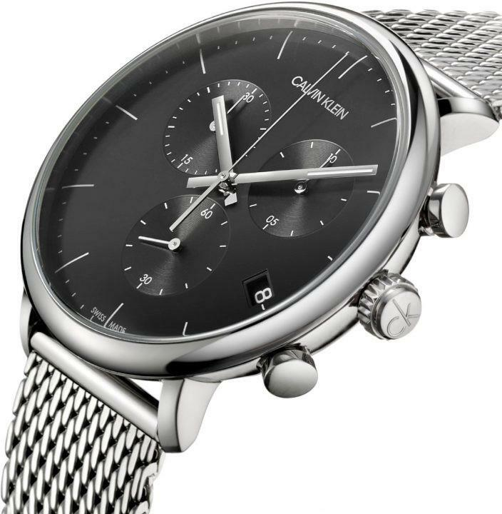 Montre Homme Calvin Klein K2G27121 Chronographe Acier Maille Milanaise Noir vue 2