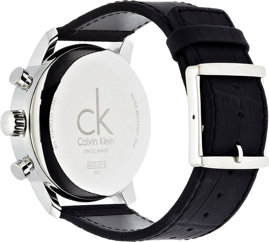 Montre Homme Calvin Klein K2G271CX Chronographe Cadran Noir Bracelet Cuir vue 3
