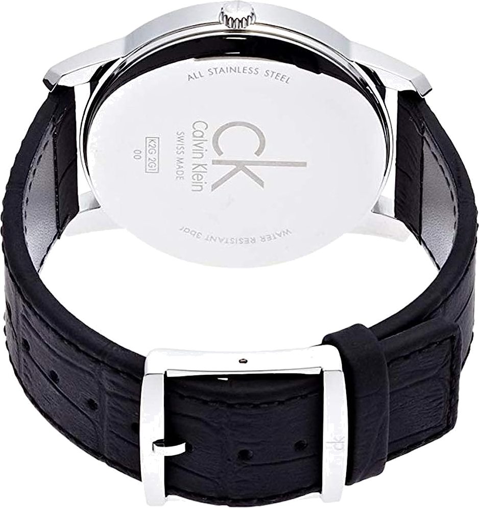 Montre Homme Calvin Klein City K2G2G1C3 - Cadran noir, bracelet cuir noir, mouvement quartz vue 3
