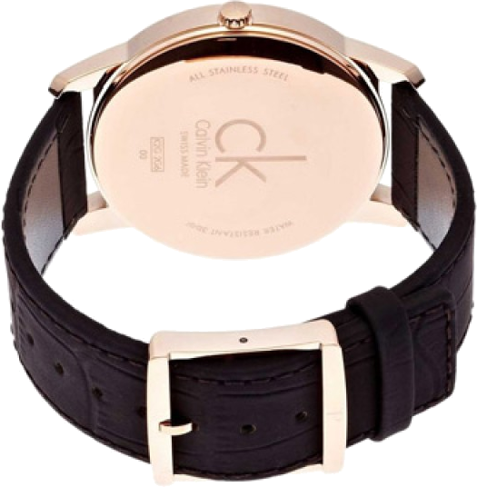 Montre Homme Calvin Klein City K2G2G6G3 - Cadran Noir, Boîtier Or Rose, Bracelet Cuir Marron vue 3
