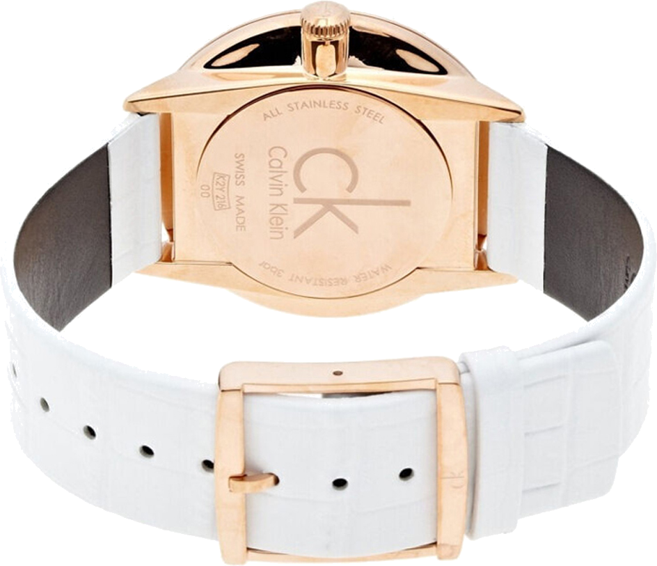 Montre Femme Calvin Klein Skirt K2U236KW - Cadran Doré & Bracelet Cuir Blanc vue 2