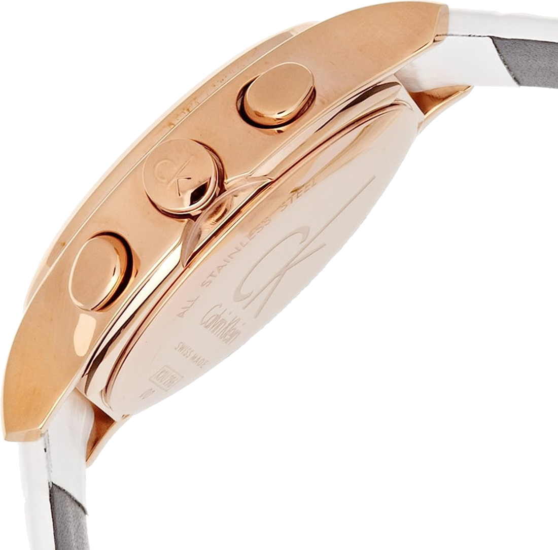 Montre Femme Calvin Klein Skirt K2U296L6 Chronographe Suisse Cadran Blanc Cuir Blanc vue 2