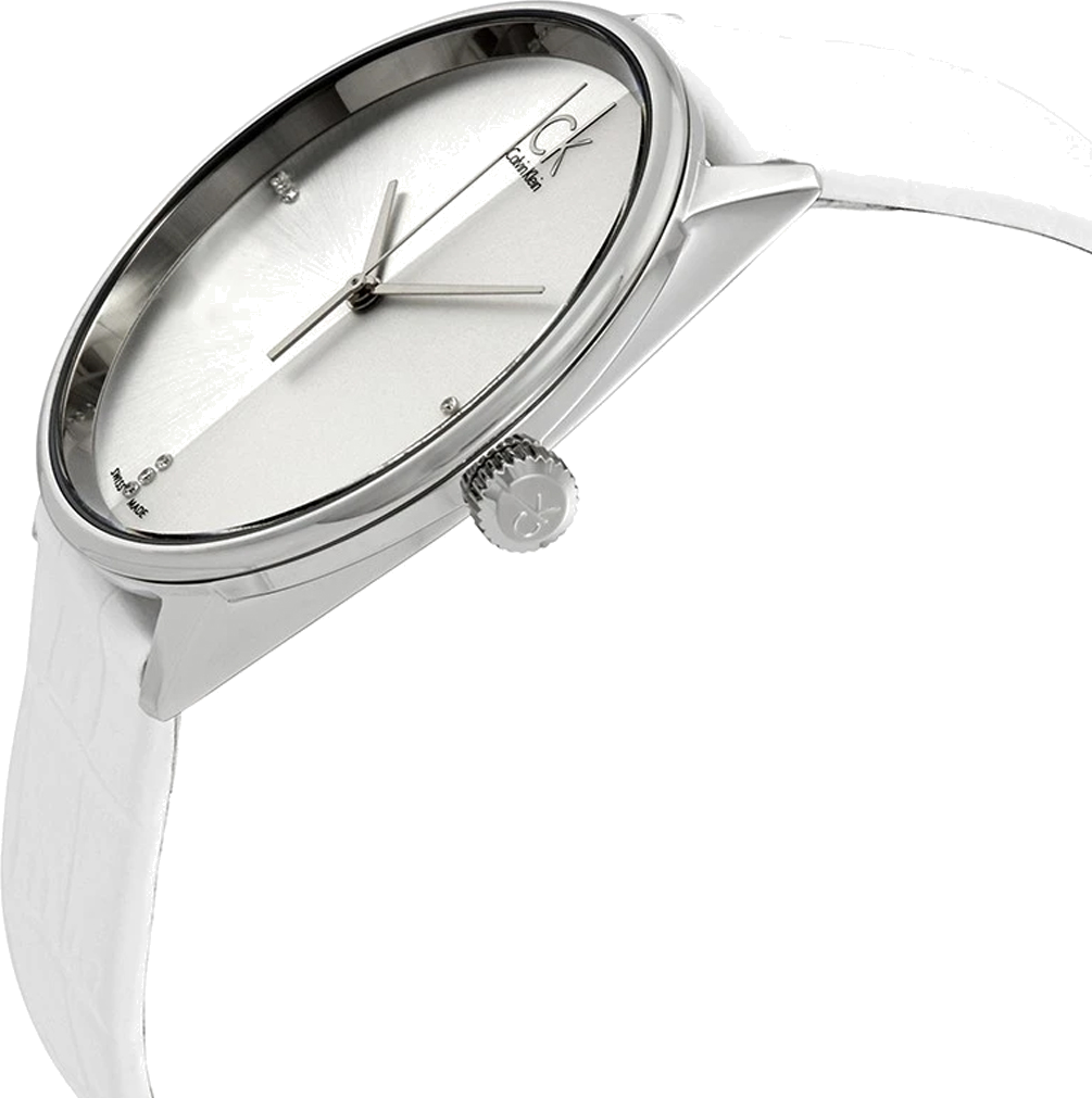 Montre Homme Calvin Klein K2Y2X1KW Accent en Cuir Blanc et Diamants vue 2