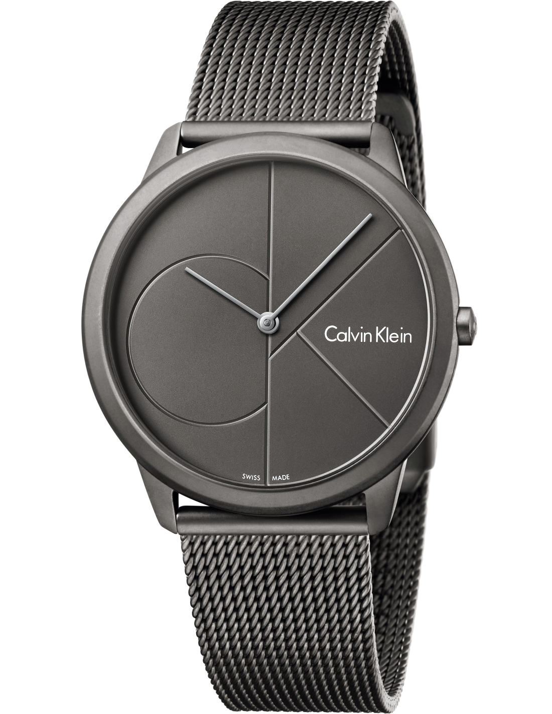 Montre Homme Calvin Klein K3M517P4 Minimal à Maille Milanaise Grise et Boîtier Noir