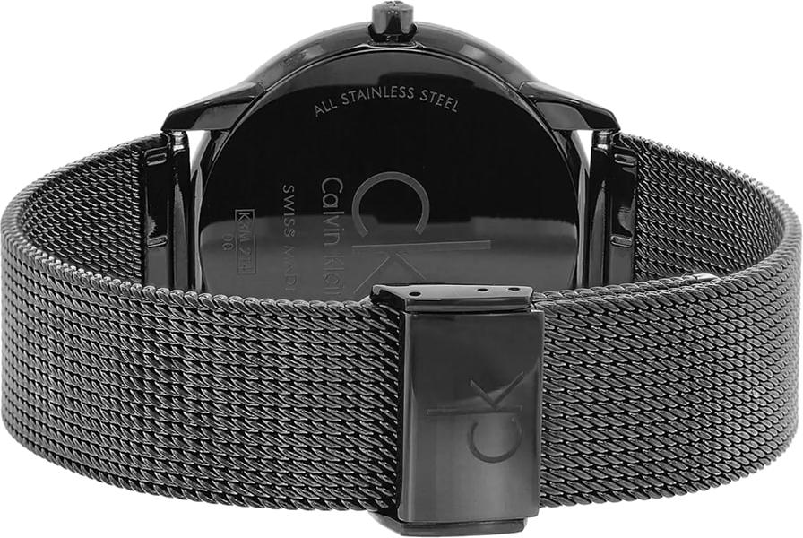 Montre Femme Calvin Klein Minimal K3M524B1 - Cadran et bracelet en acier noir maille milanaise vue 4