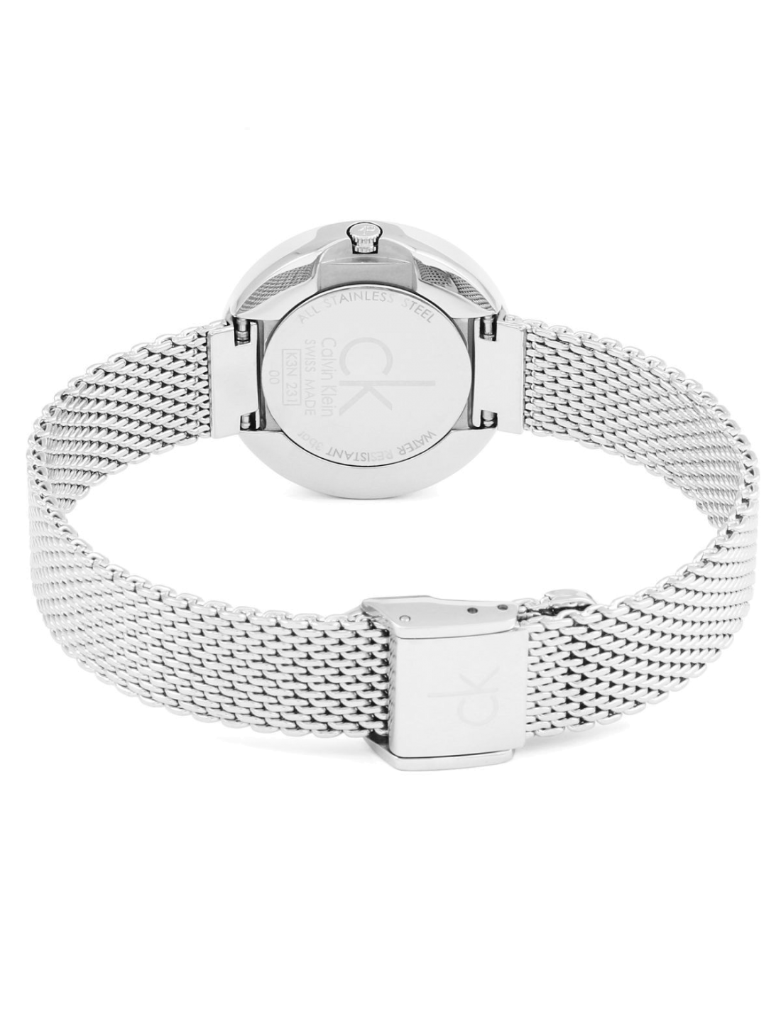 Montre Femme Calvin Klein Firm K3N23126 Acier Poli Cadran Noir Maille Milanaise Swiss Made vue 2