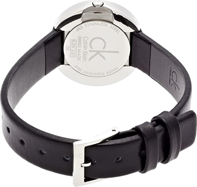 Montre Femme Calvin Klein K3N231C1 - Cadran Noir, Boîtier Argent, Bracelet Cuir vue 3