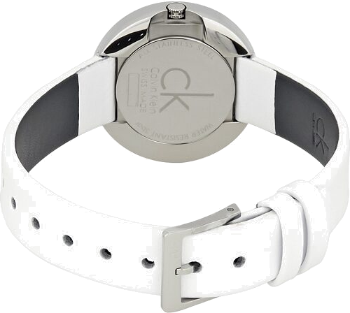Montre Femme Calvin Klein K3N231L6 - Cadran Argent, Bracelet Cuir Blanc vue 3