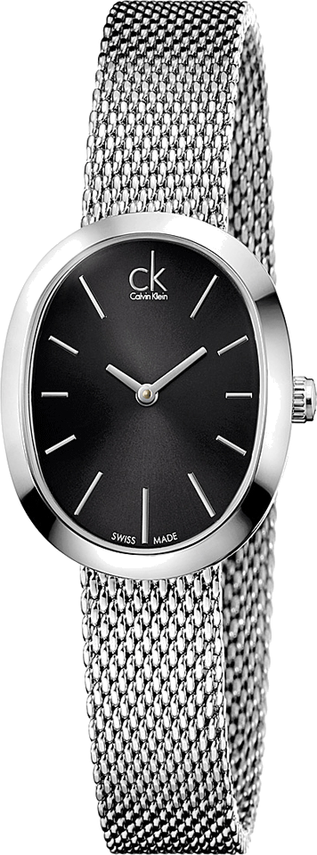 Montre Femme Calvin Klein Incentive K3P23121 Cadran Noir Maille Milanaise Argent