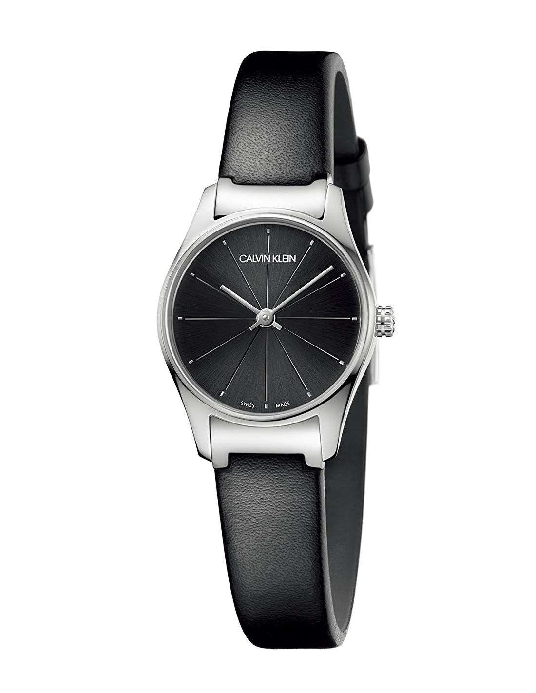 Montre Femme Calvin Klein Classic K4D231CY - Cadran Noir, Bracelet Cuir Noir