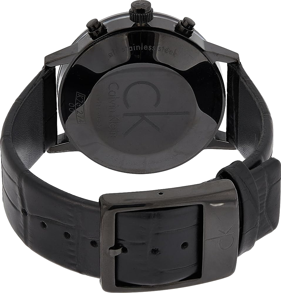 Montre Homme Calvin Klein K7627401 Chronographe Boîtier Noir Cadran 42mm Bracelet Cuir vue 3