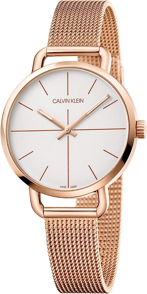 Montre Femme Calvin Klein Even K7B23626 Cadran Blanc Maille Milanaise Or Rose