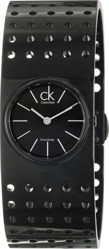 Montre Femme Calvin Klein K8324302 Acier Inoxydable Noir Bracelet Rigide Perforé
