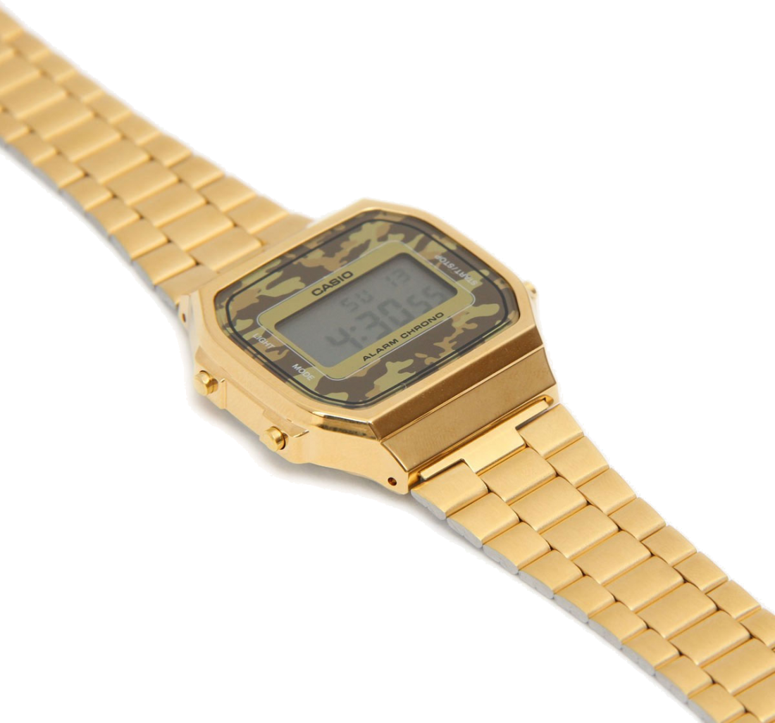 Montre Casio Vintage A168WEGC-3EF - Boîtier Or & Cadran Digital Camouflage Vert Militaire - Unisexe vue 3