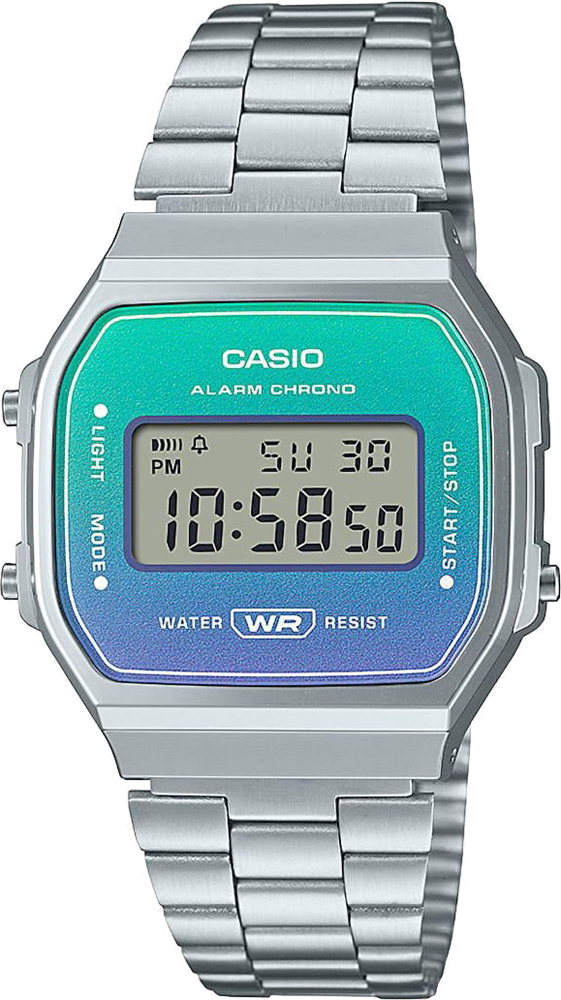 Montre Casio Vintage A168WER-2AEF - Acier Inoxydable, Cadran Bleu Digital - Unisexe