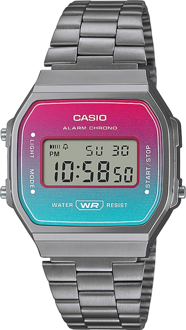 Montre Casio Vintage A168WERB-2AEF - Boîtier Anthracite, Cadran Turquoise et Rose - Unisexe