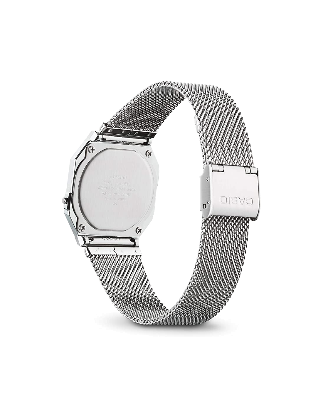 Montre Casio A700WEM-7AEF affichage digital et maille milanaise vue 2