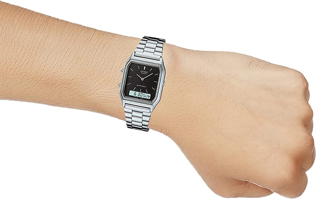 Montre Casio AQ-230A-1DMQYES - Boîtier Acier Argent & Cadran Noir - Unisexe vue 4