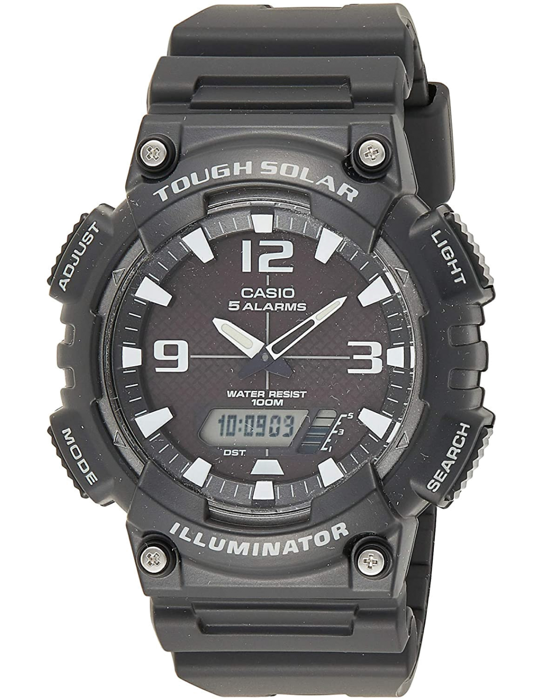 Montre Homme Casio Sport AQ-S810W-1A4VEF à Affichage Mixte Analogique-Digital, Énergie Solaire et Boîtier Noir