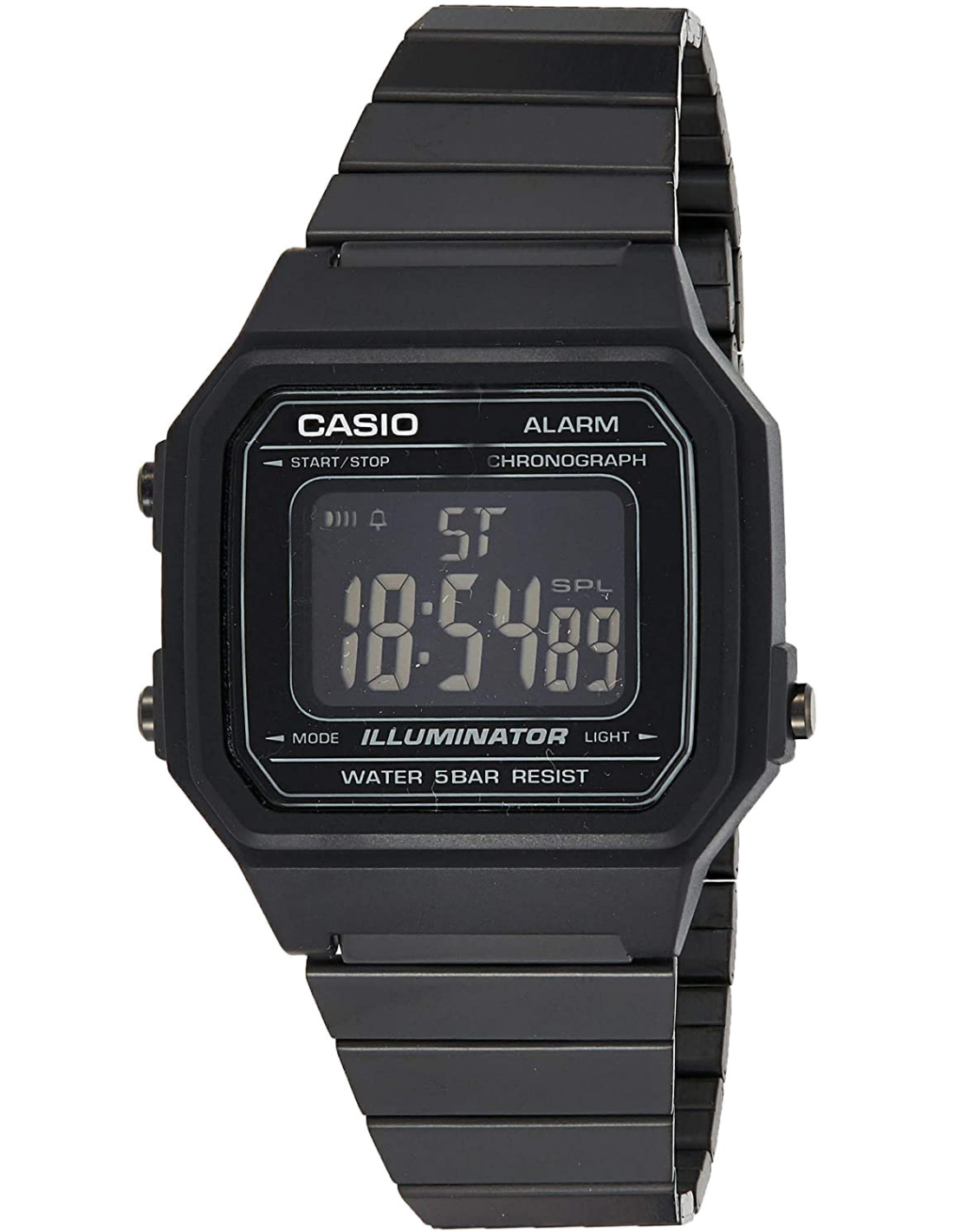 Montre Homme Casio Vintage B650WB-1B en Acier Inoxydable Noir à Affichage Digital