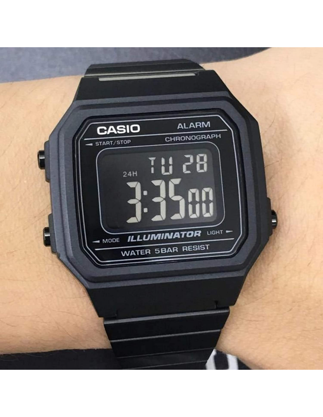 Montre Homme Casio Vintage B650WB-1B en Acier Inoxydable Noir à Affichage Digital vue 2