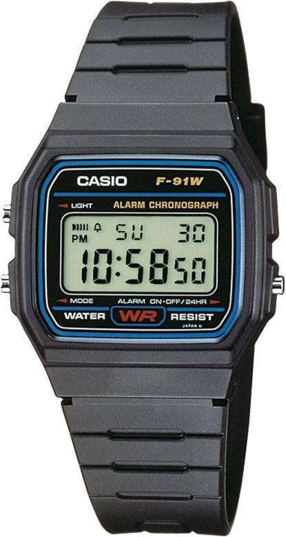 Montre digitale Casio Vintage F-91W-1YEF unisexe en résine noire