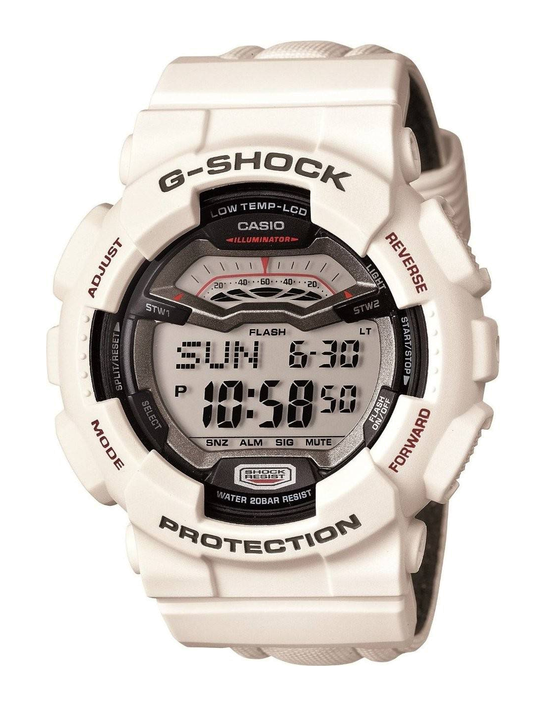 Montre Casio G-Shock GLS-100-7ER pour Homme - Cadran Gris, Boîtier et Bracelet Cuir Blanc