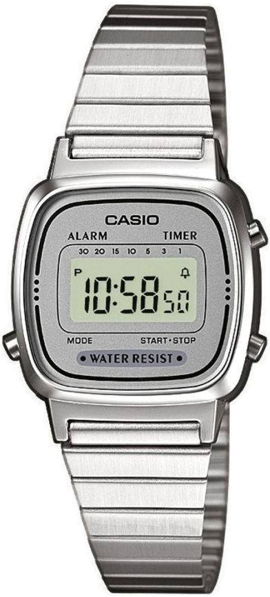 Montre Femme Casio Vintage LA670WEA-7EF - Cadran Gris Digital & Bracelet Acier Argent
