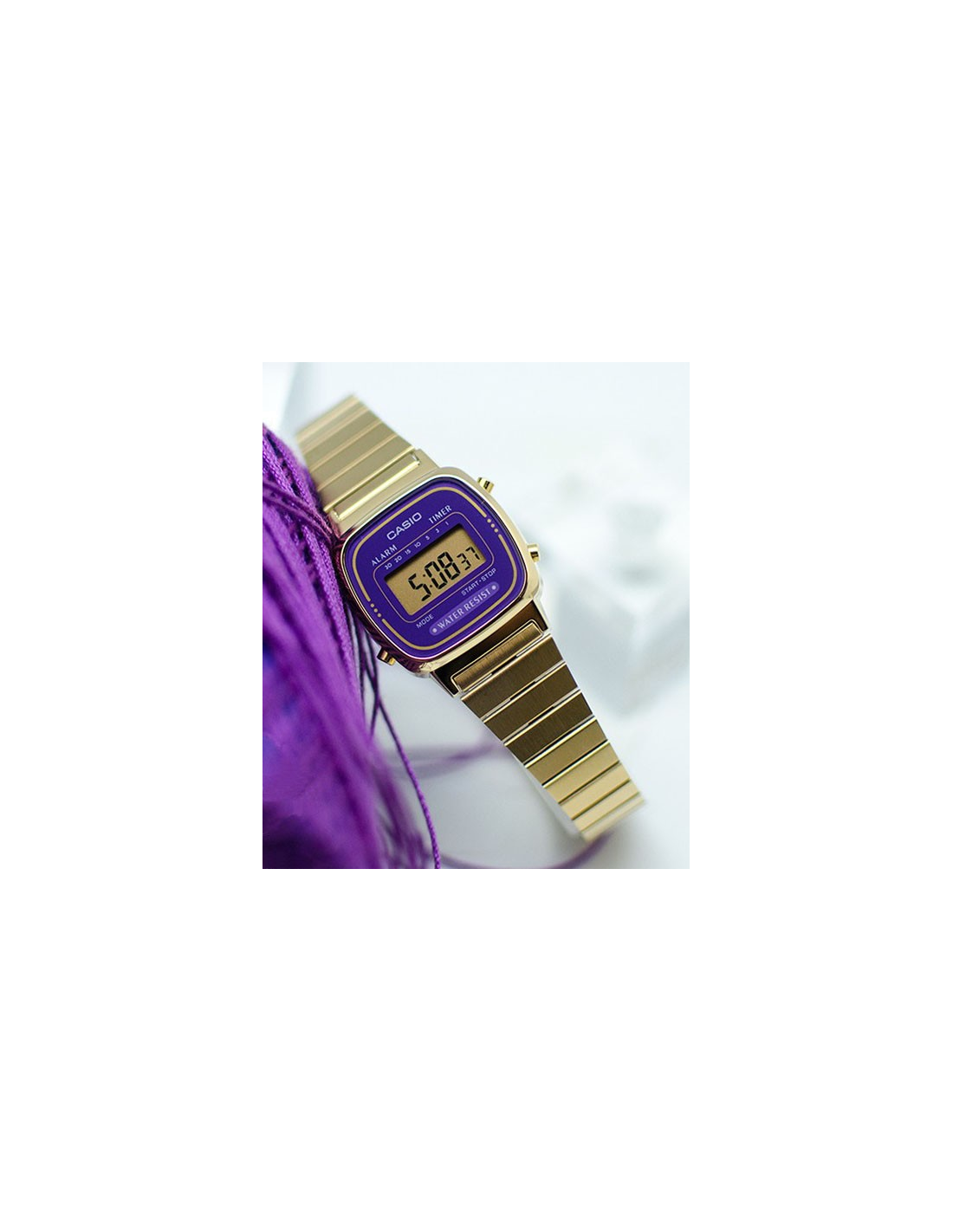 Montre Femme Casio LA670WEGA-6EF Dorée Cadran Violet vue 4