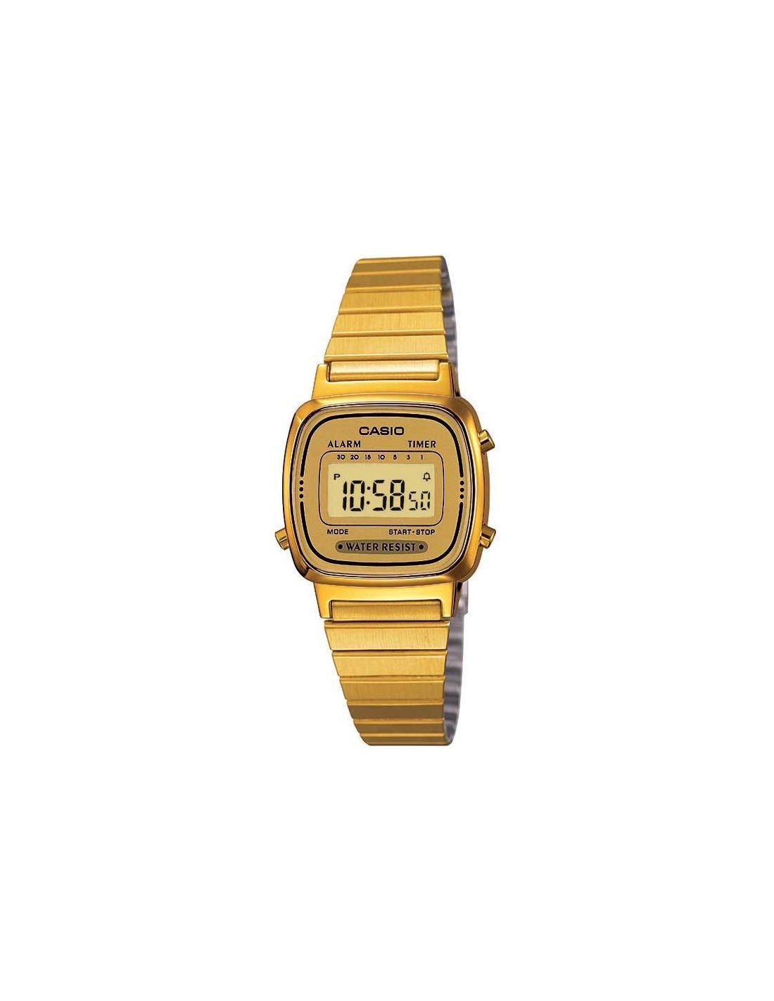 Montre Femme Casio Vintage LA670WEGA-9EF en métal doré à affichage digital