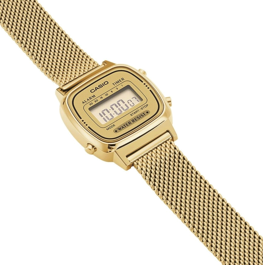 Montre Femme Casio LA670WEMY-9EF à affichage digital et maille milanaise dorée vue 2